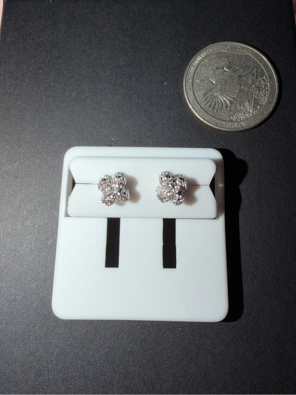 Silver Clover Triple CZ Stud Earrings